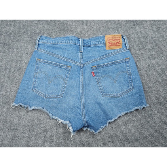 Levi's Cut Off 501 Jean Shorts Jorts Women's 29 Blue Denim Cotton Blend Stretch - Picture 3 of 11